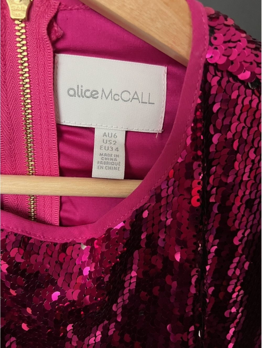 alice McCALL Electric Orchid Mini Knot Dress Pink Sequin Cutout Mini Dress US 2 - Picture 5 of 6